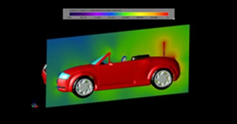 Human in Car Exposed to Fields from Car-Mounted VHF Antenna Image