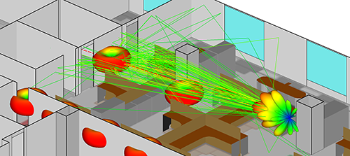 Wireless InSite’s diffuse scattering model reveals how paths interact with a variety of surfaces and the impact on signal power.