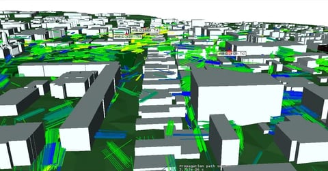 LTE and 5G NR Propagation in a Suburban Environment using Wireless InSite 3D Ray Tracing Image