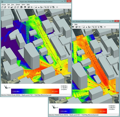 Using Wireless InSite MIMO to Visualize Beamforming in an Urban Environment