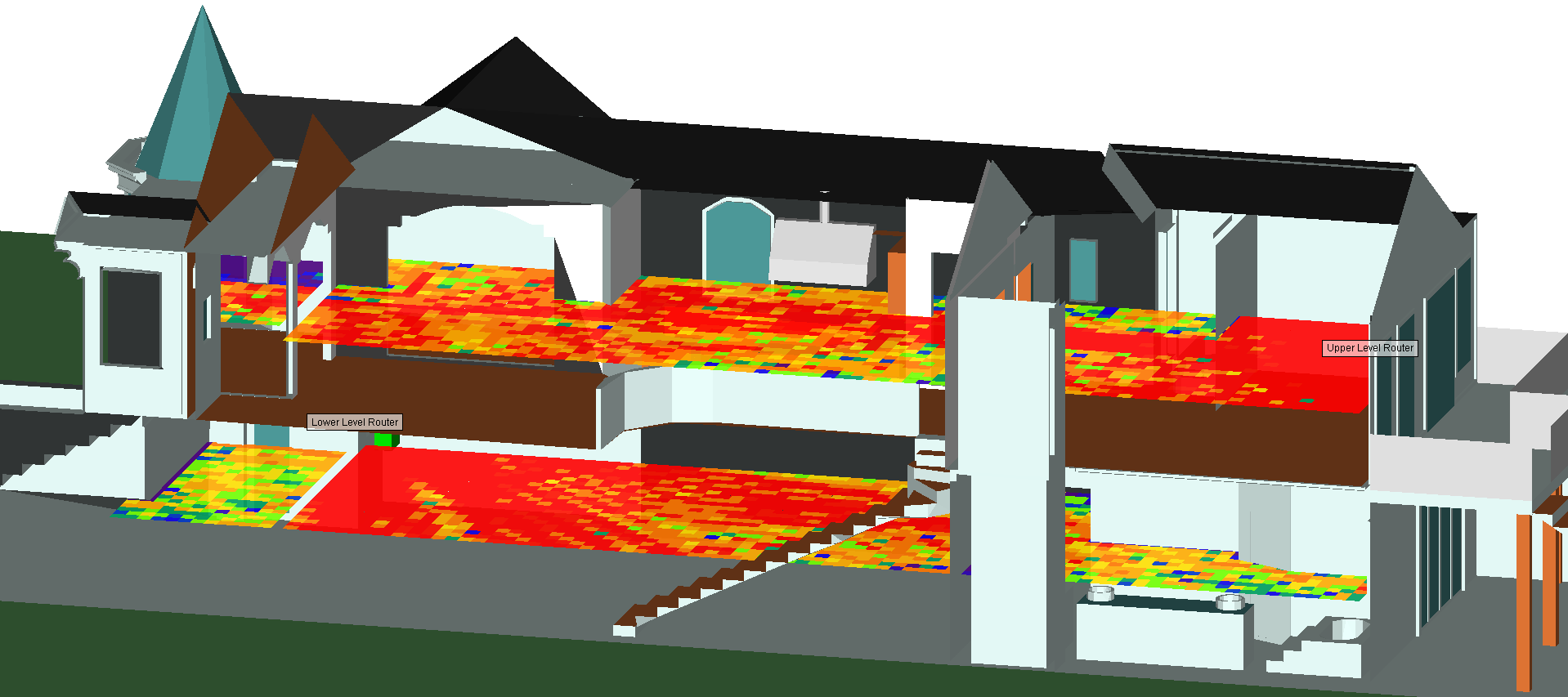 WiFi Performance Simulation in a House with Two Routers | Remcom