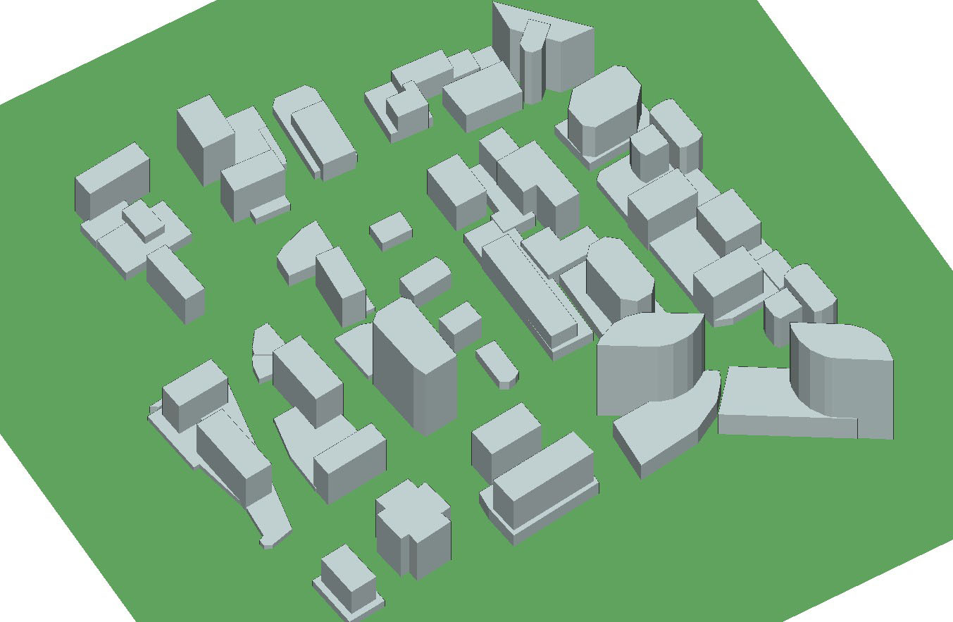 Figure 1Rosslyn city and terrain file within the Wireless InSite GUI.