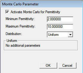 Figure 4Monte Carlo parameter window.
