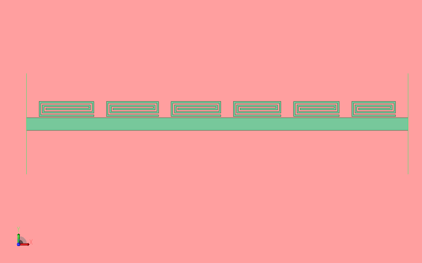 Figure 7: A six element RFID tag is shown which will produce a six-bit code for the RFID tag.