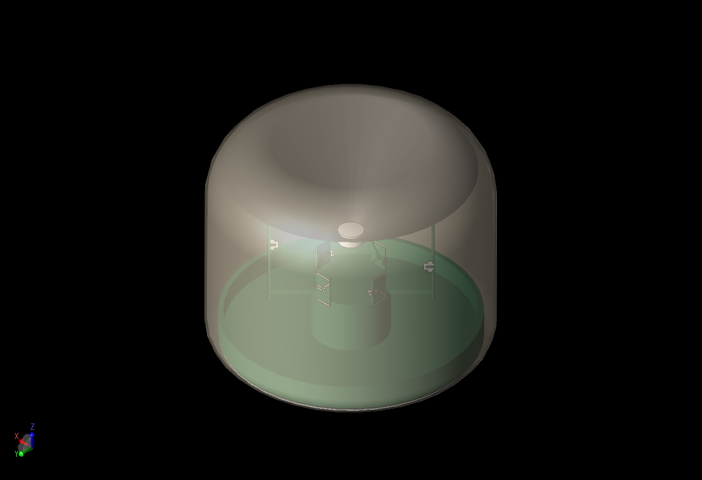 Figure 1:  A three-dimensional view of a generic WiFi router device is shown with the internal antenna arrays partially visible through the cover.