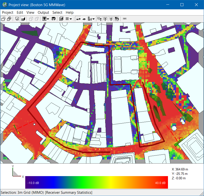 Figure 9: SINR coverage for custom beamforming and selection combining.