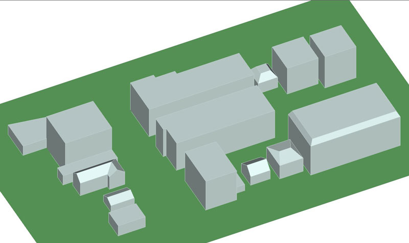 Figure 1: Urban city and terrain within Wireless InSite.