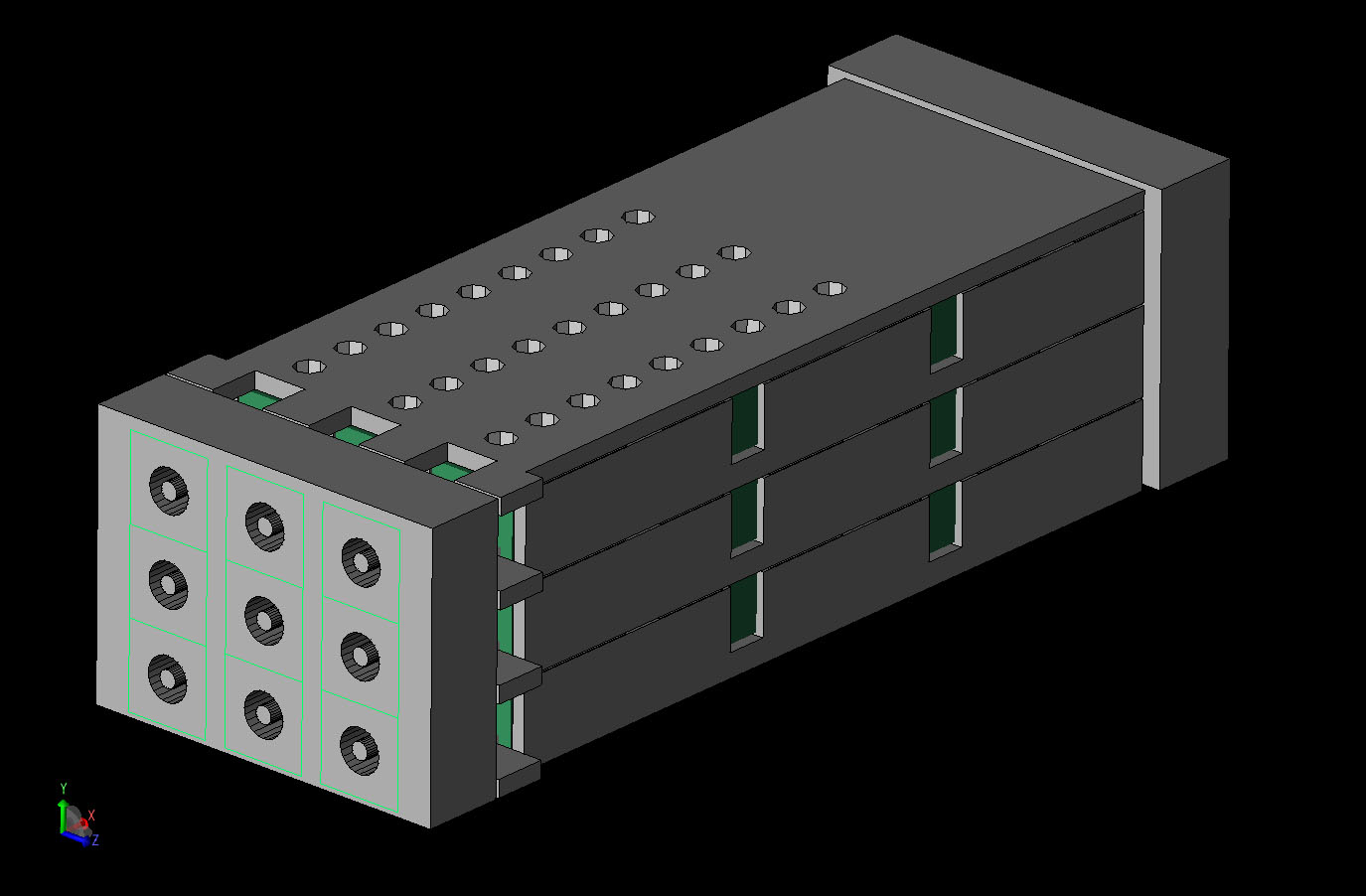 Figure 1CAD view of the entire connector with all parts visible.