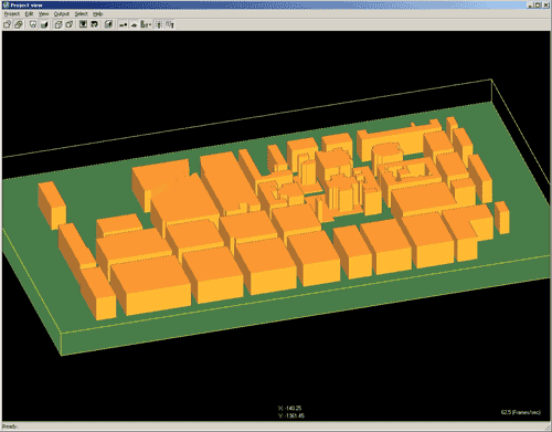 Figure 3 3D view of the Helsinki Urban Canyon model and its surrounding study area.