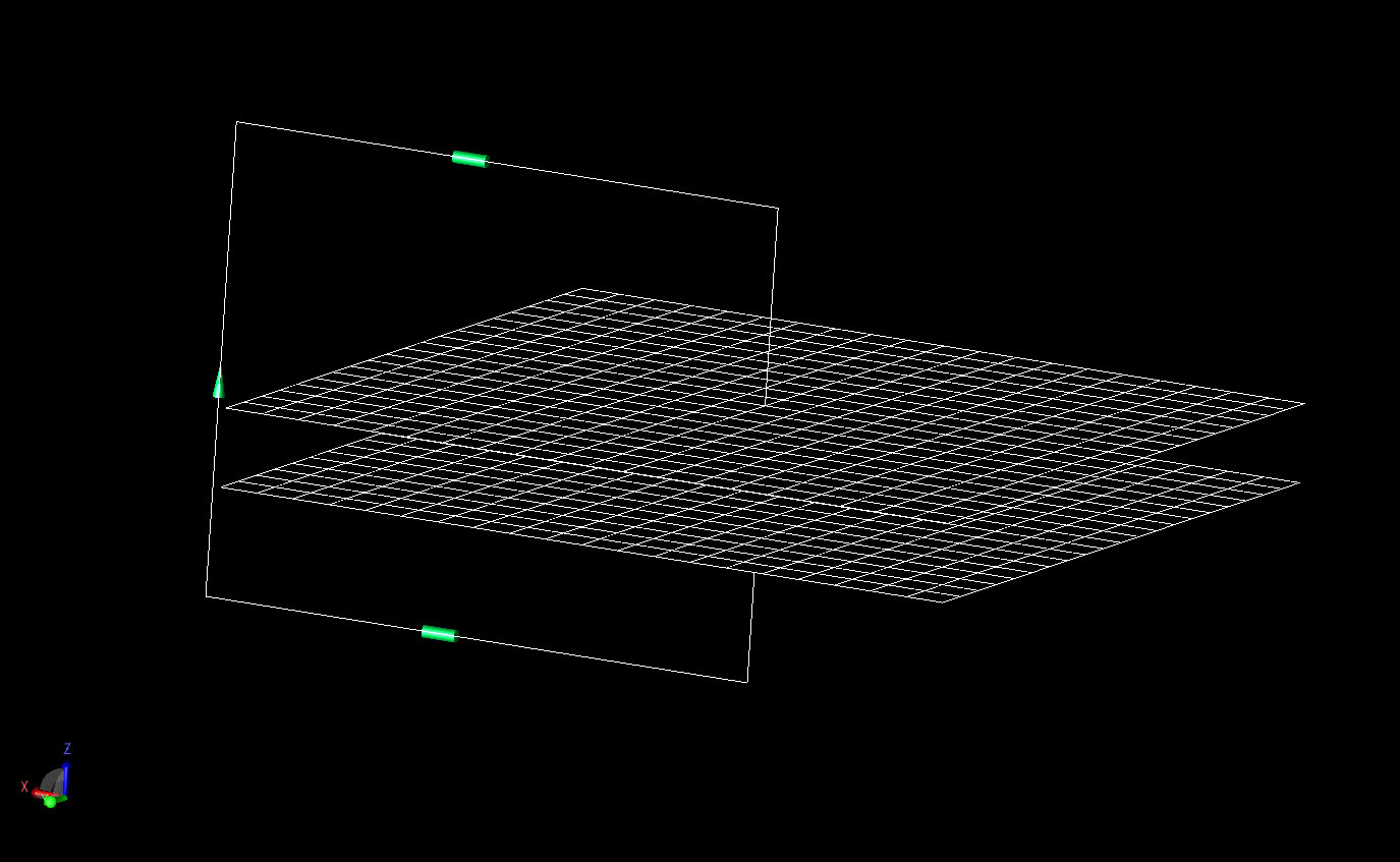 Figure 1The structure of the air-filled parallel plate capacitor as modeled in XF7.