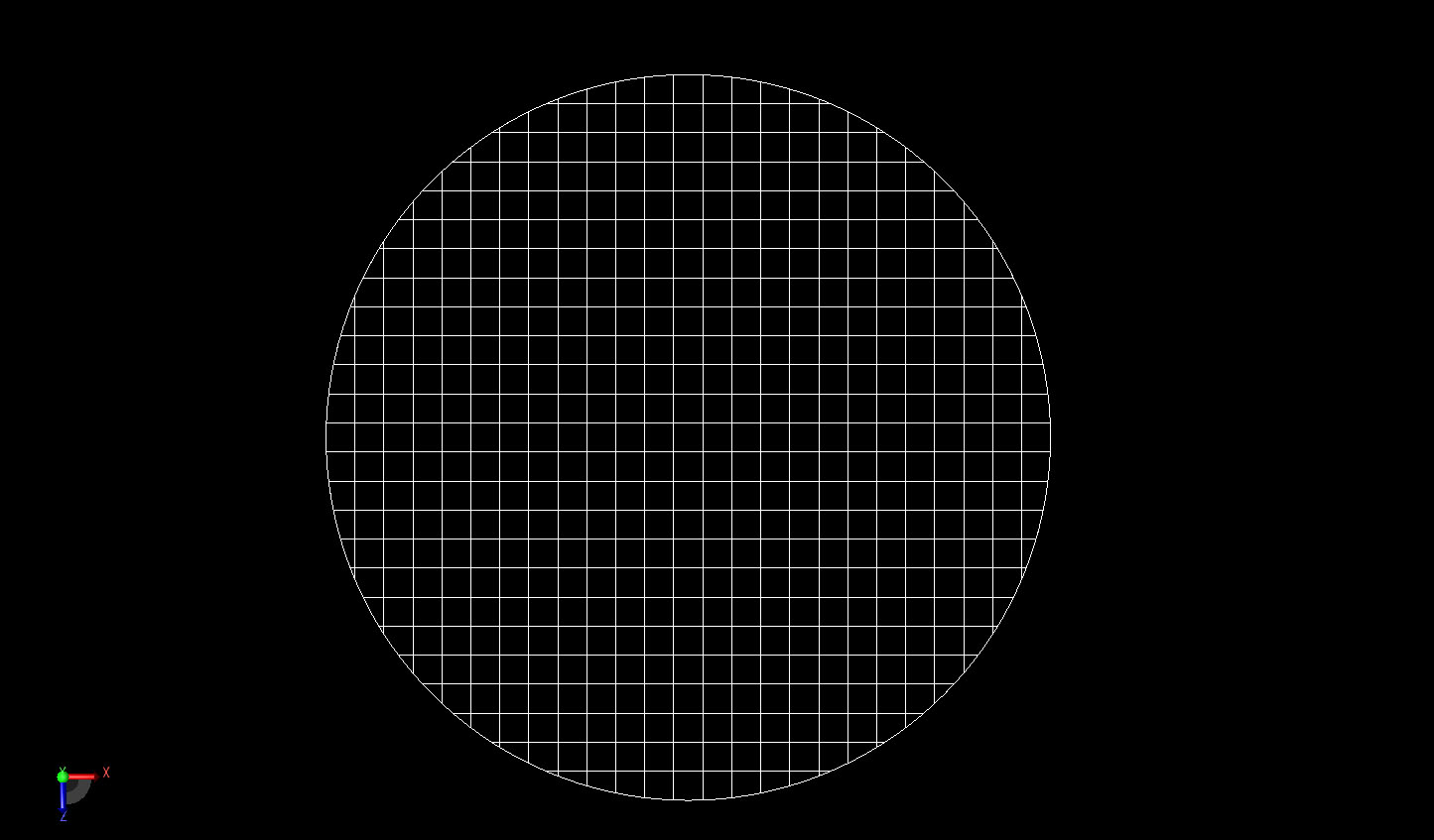 Figure 2A cross sectional view of the FDTD mesh in 2mm resolution of the cylinder showing the XACT meshing at the curved surface of the cylinder.