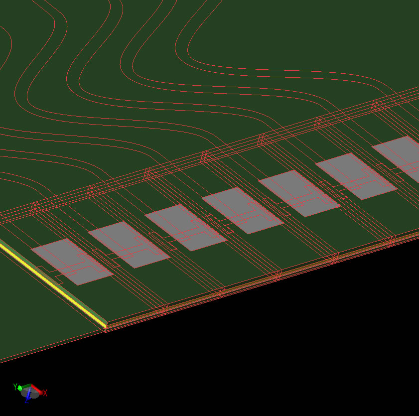  Figure 9: Geometry of lens with linear 1x16 patch antenna array.