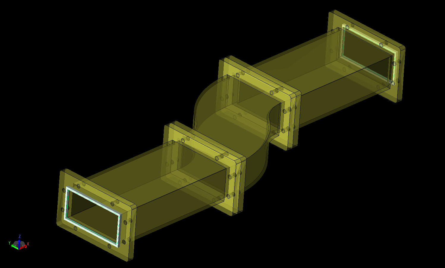 Figure 1CAD geometry of the dual bend waveguide mode converter.