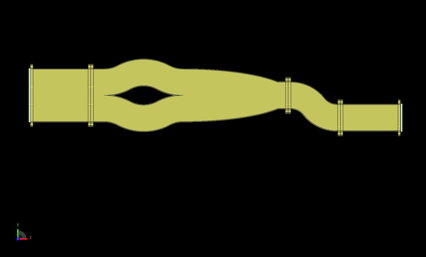 Figure 11CAD geometry for the multi-mode converter shown in a cross-sectional view.