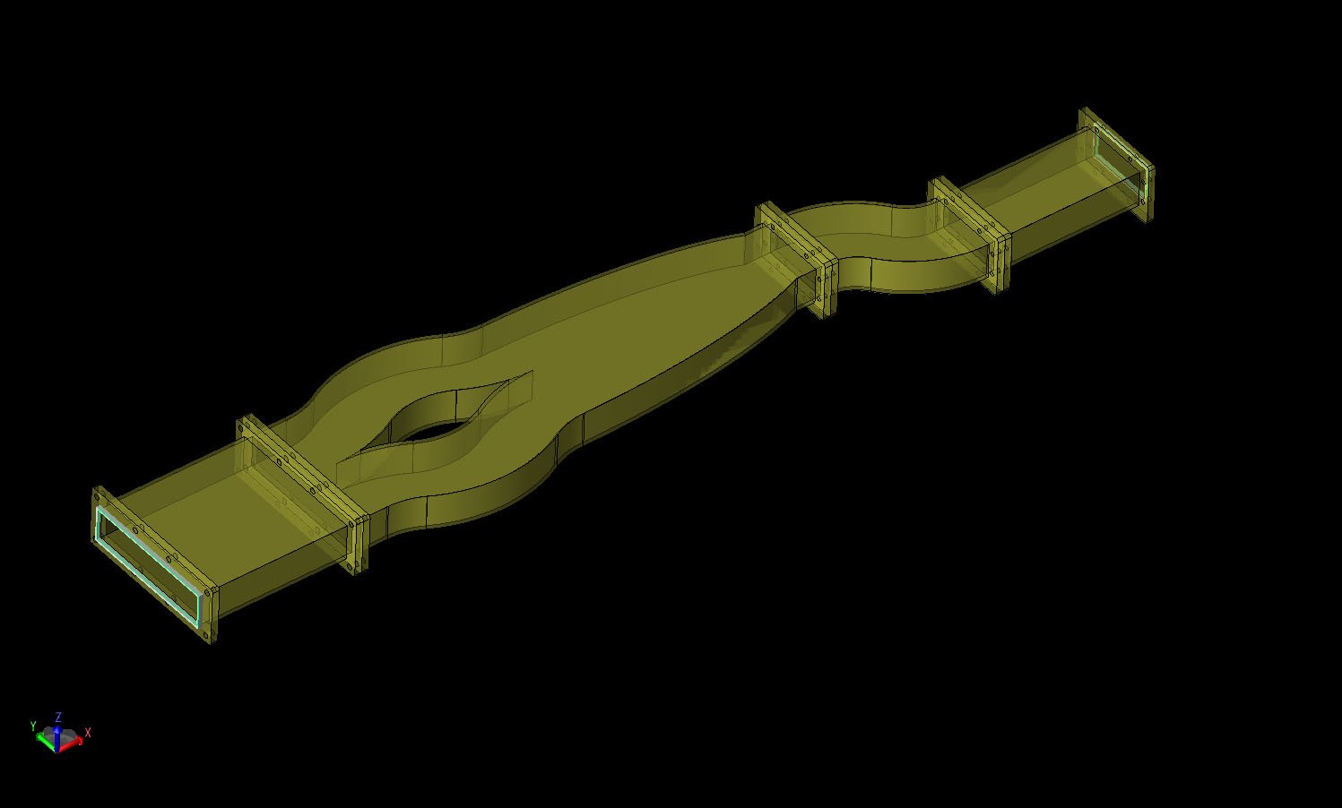 Figure 10CAD geometry for the multi-mode converter shown in an angled view.