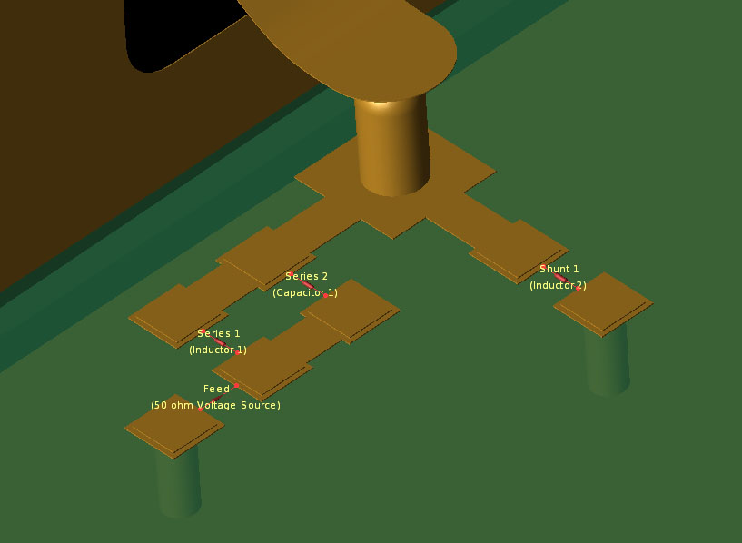 Figure 2: Matching network layout with components in place.