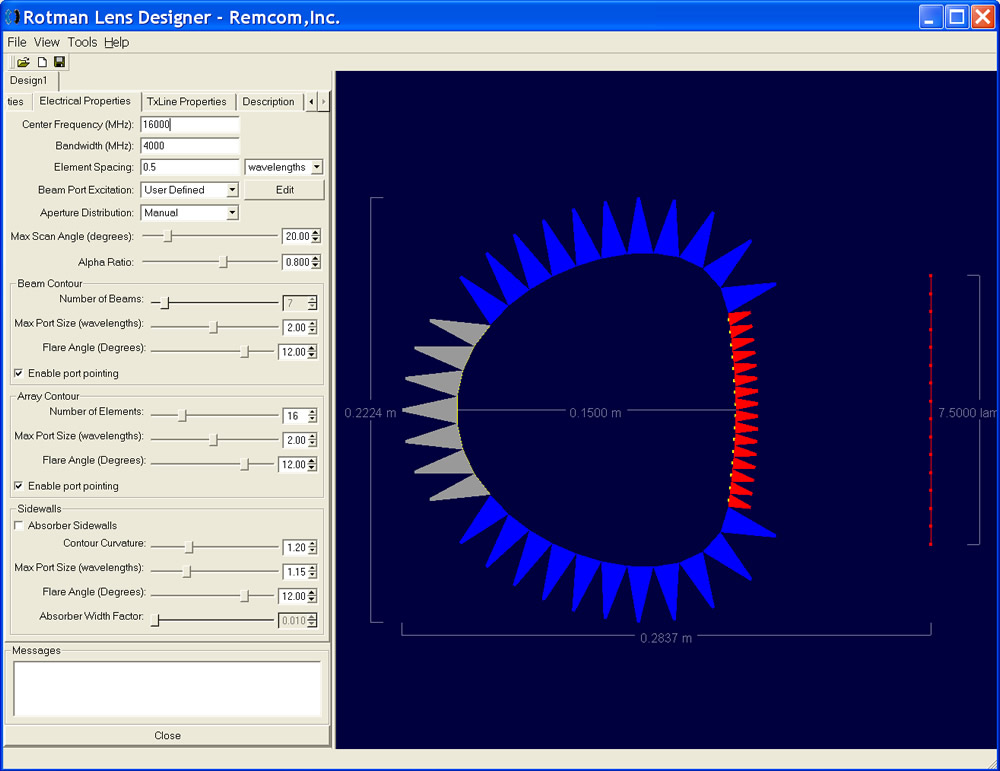  Figure 1: Untuned lens for Design 1 after most parameters are entered.