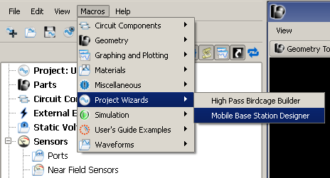 Figure 1Menu entry to launch the mobile base station designer.