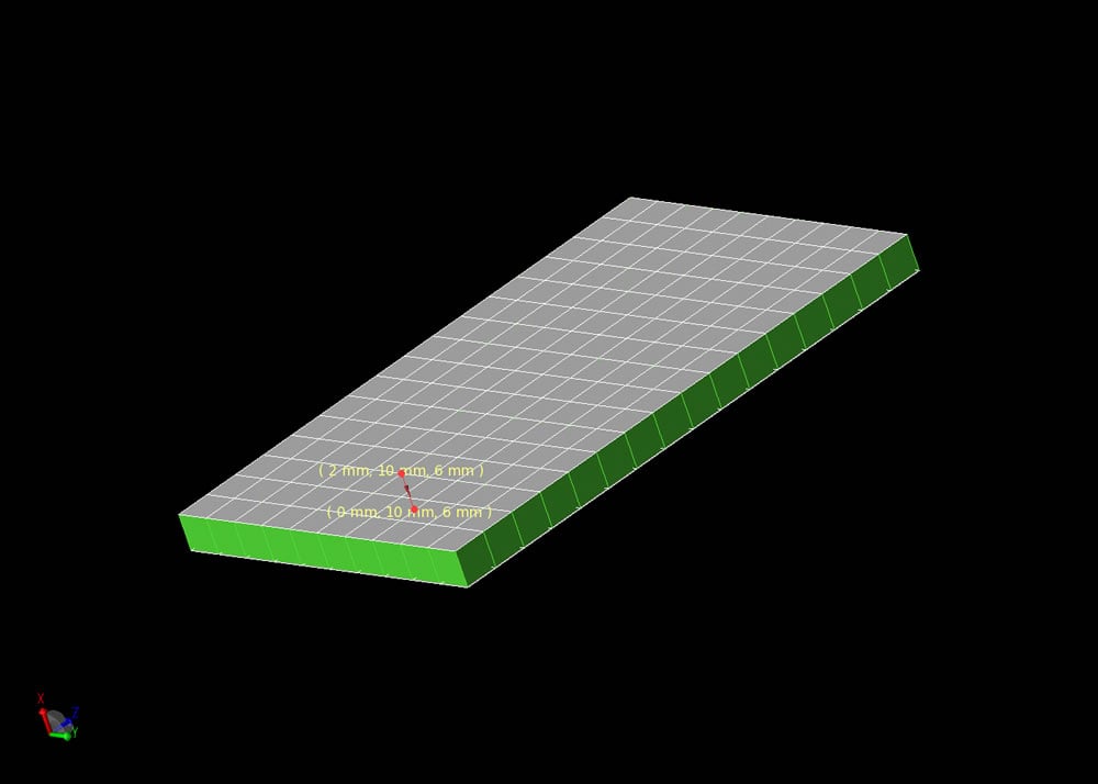  Figure 1: Mesh representation of patch antenna showing offset feed.