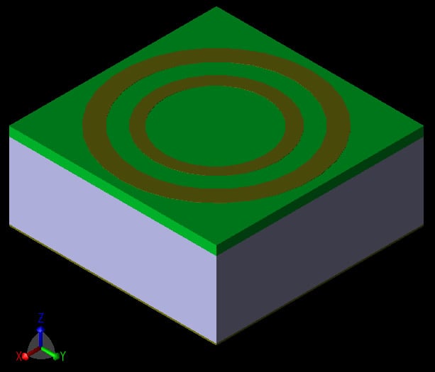 Figure 4: Unit cell of Case II: metal backed FSS structure.