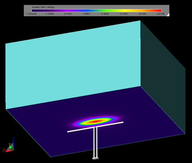  Figure 2: Local SAR values in the liquid for 900 MHz.