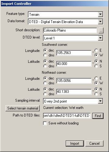 Figure 1 . Terrain import controller