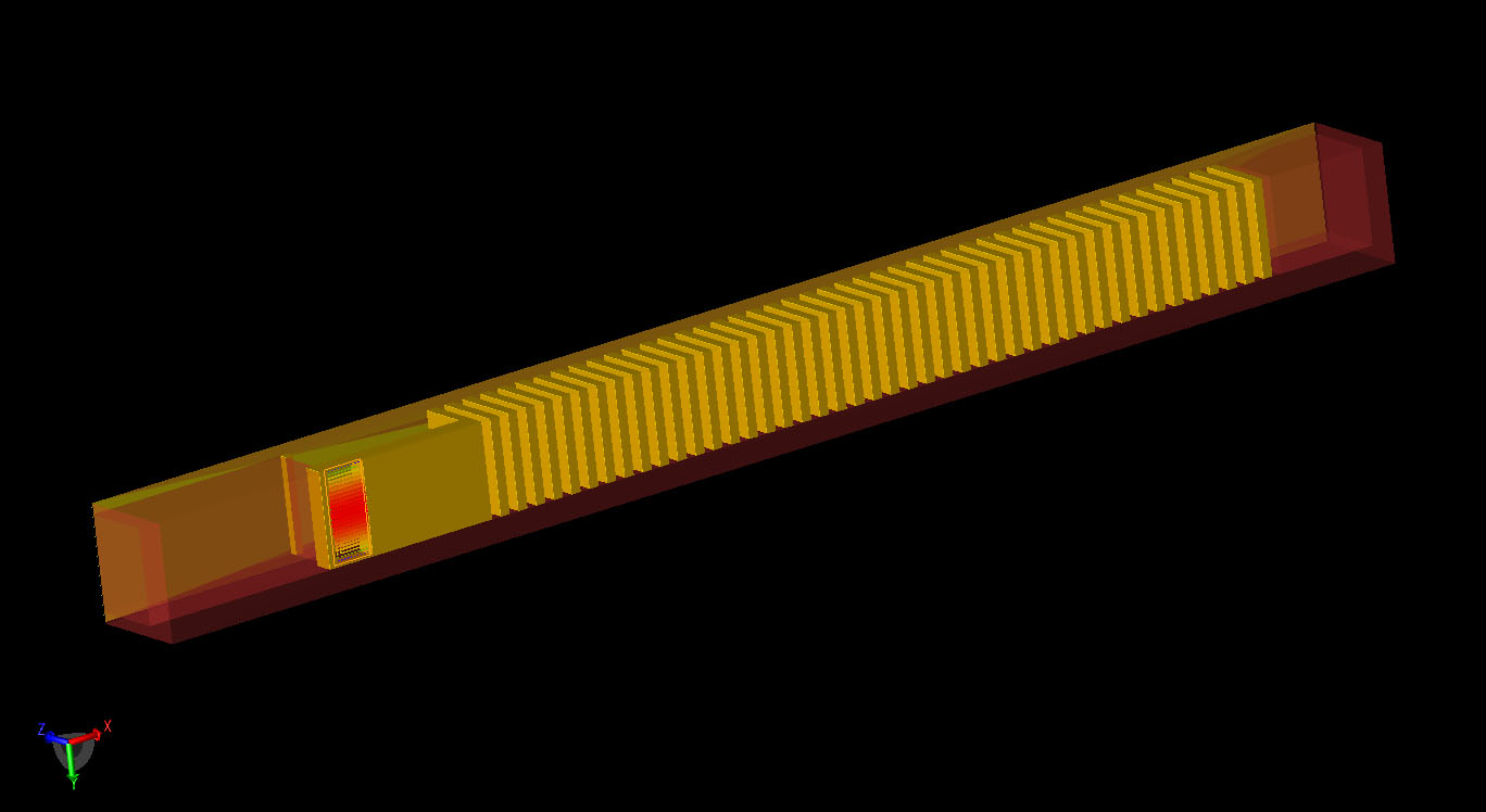 Figure 3Bottom view of the device showing the input port with the waveguide excitation.