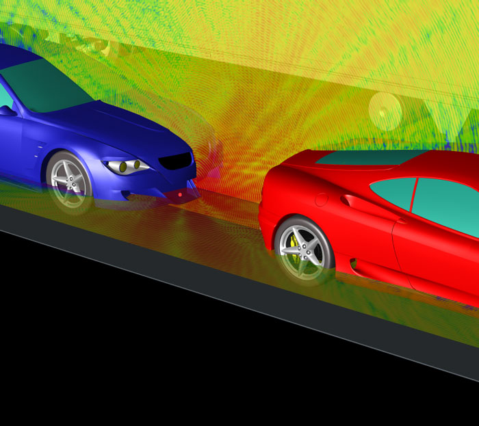 Figure 6: Steady state electric field results at 5.9 GHz close up to the transmitter (red dot).