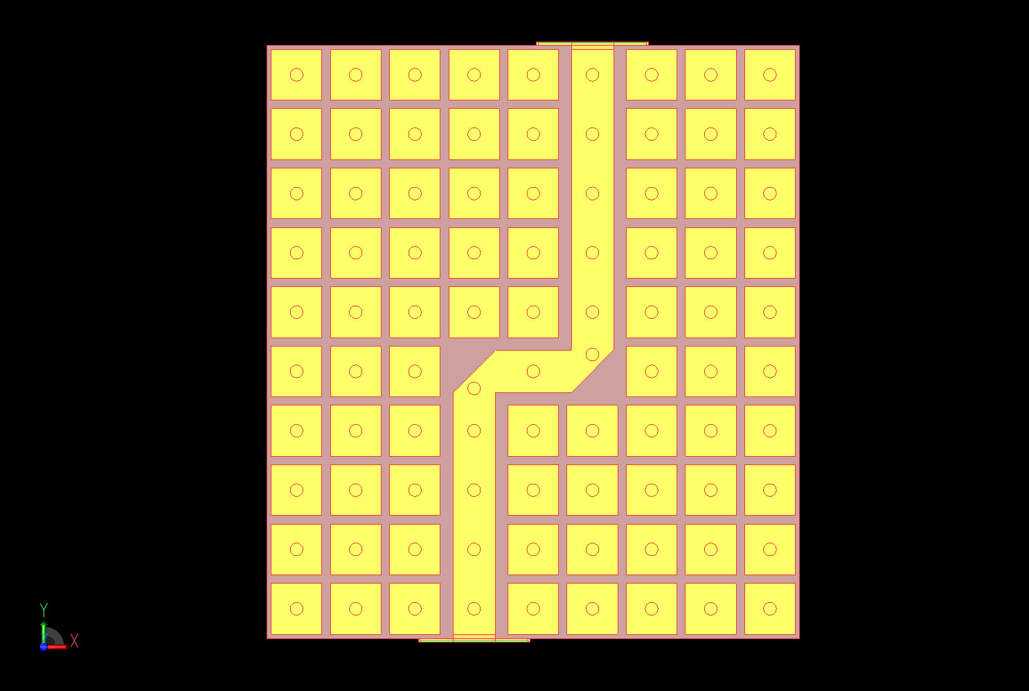 Figure 1A CAD rendering of the geometry shown from the top. Here the lid of the metal box containing the device has been removed to reveal the contents of the interior.